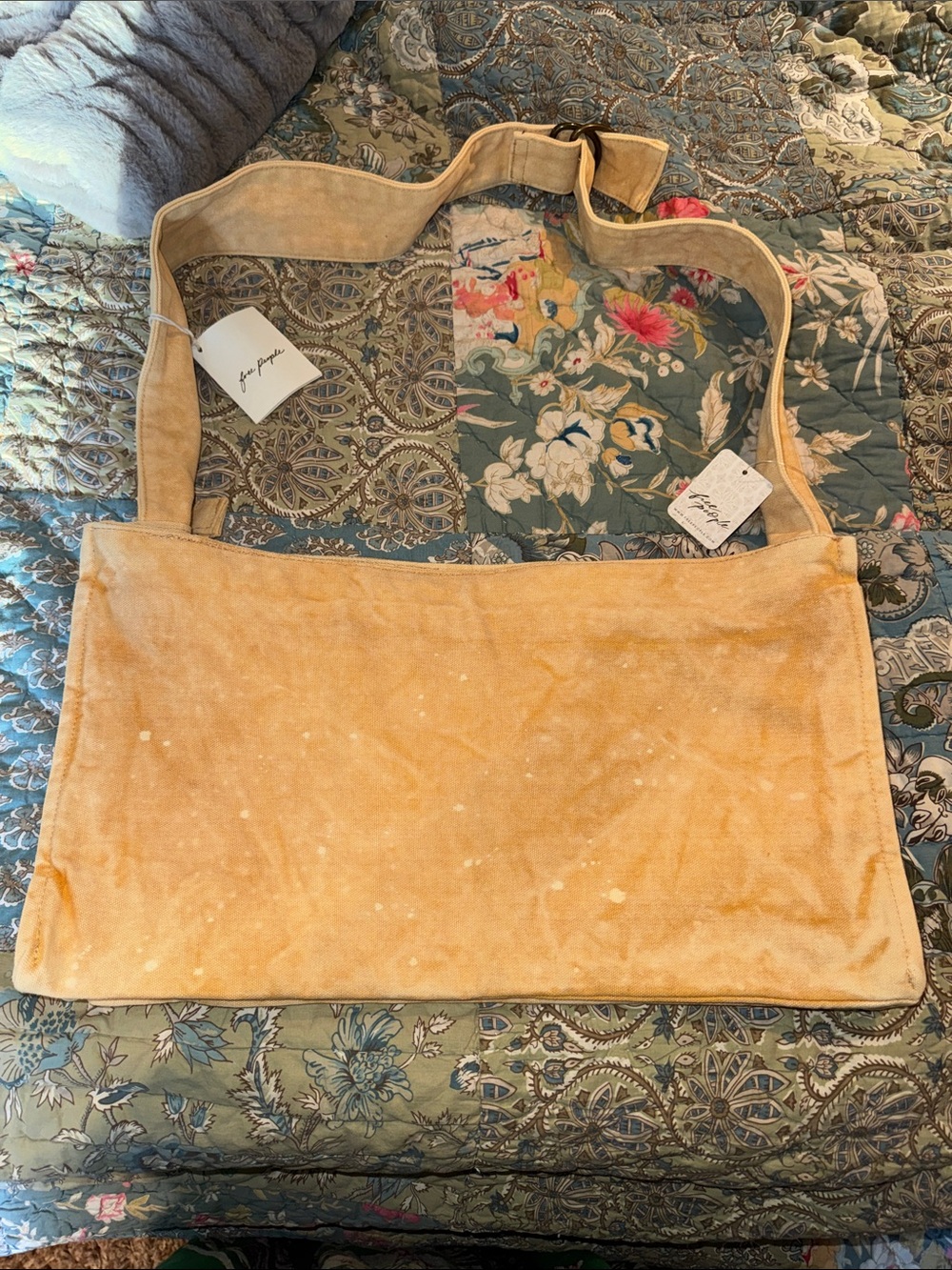 Free People Canvas Shoulder Bag in Buttery Yellow -Tie Dye Look